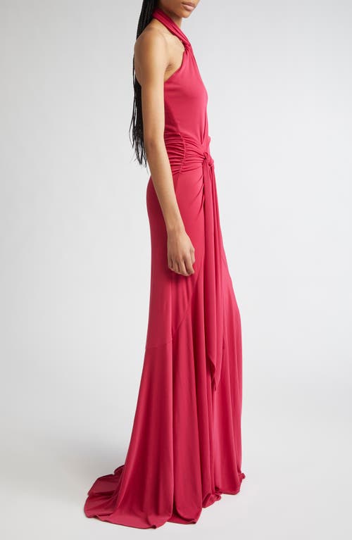 Cinq À Sept Gulliame Tie Front Halter Gown In Red