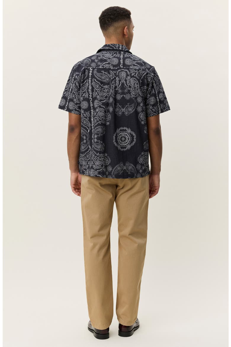 Paisley Print Organic Cotton Camp Shirt, Alternate, color, TAP SHOE BLACK