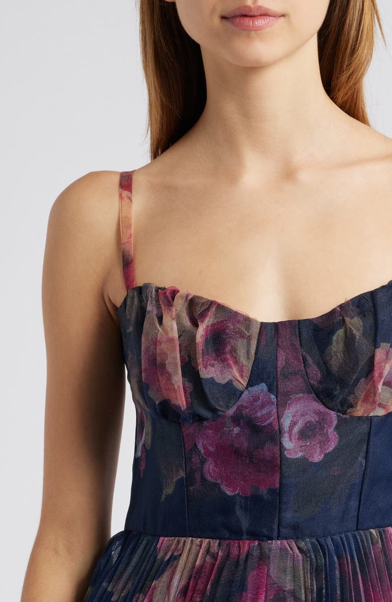 Lulus Pleated Bustier Cocktail Dress, Alternate, color,