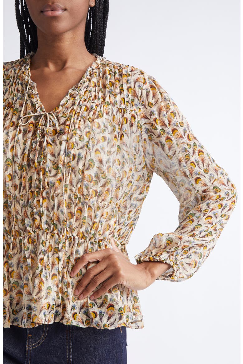 Robbie Print Silk Top, Alternate, color, SWAN