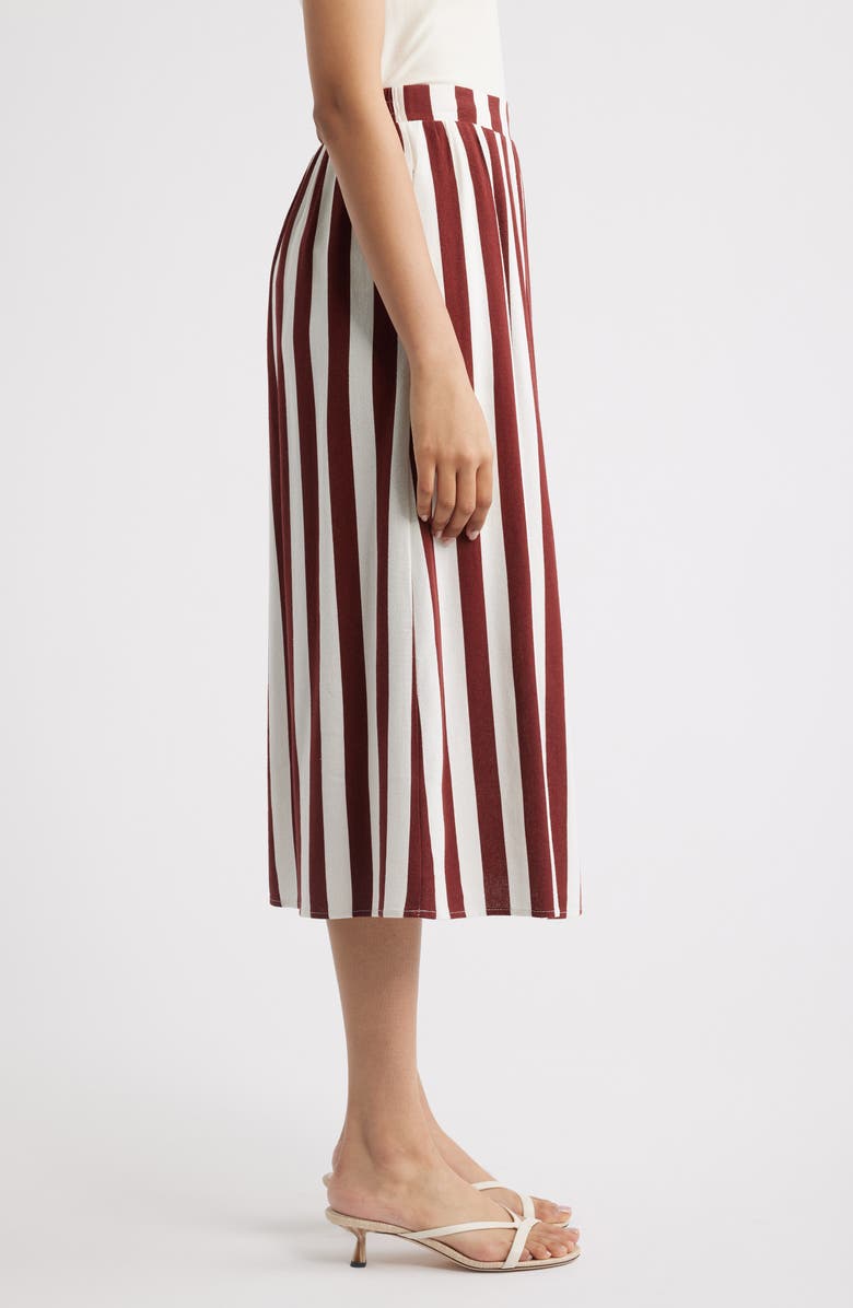 Bobeau Stripe A-Line Skirt, Alternate, color, Ivory Brandy Brown Stripe
