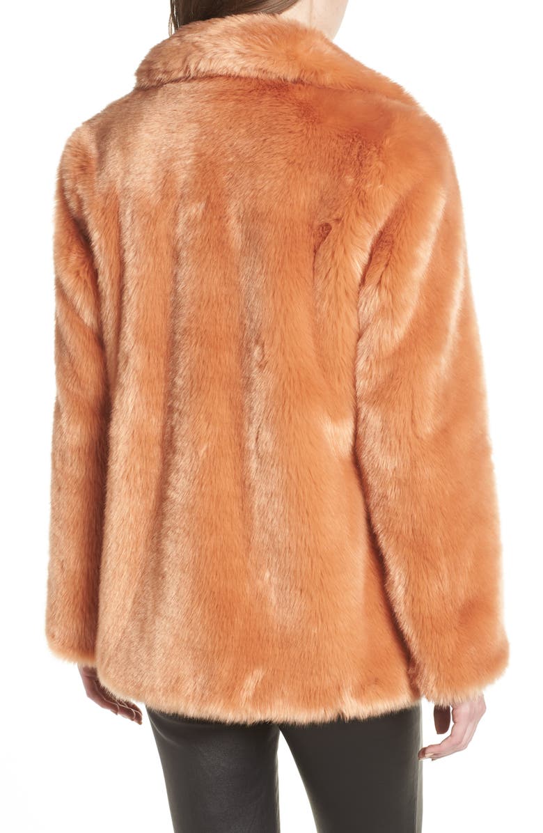 Avec Les Filles Notch Collar Faux Fur Coat, Alternate, color, 