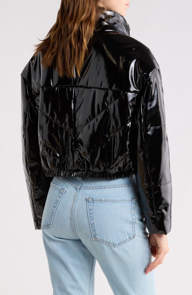 Vigoss Faux Leather Crop Puffer Jacket, Alternate, color, Black