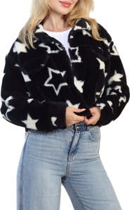 Stoosh Printed Faux Fur Trucker Jacket