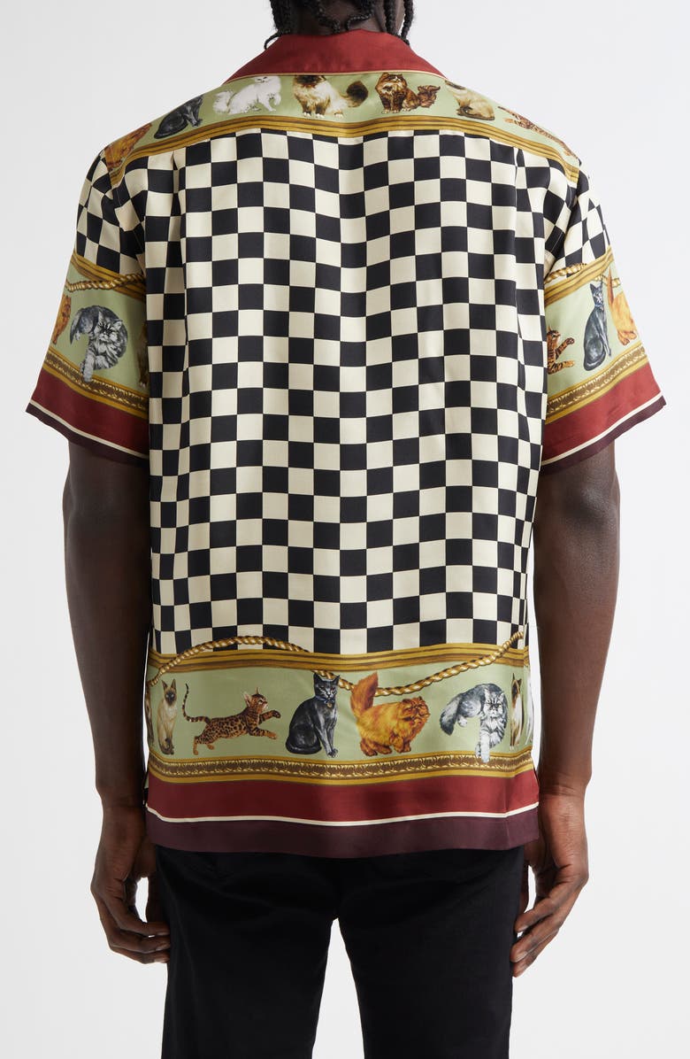 Dolce&Gabbana Cat Print Silk Camp Shirt, Alternate, color, Gatti