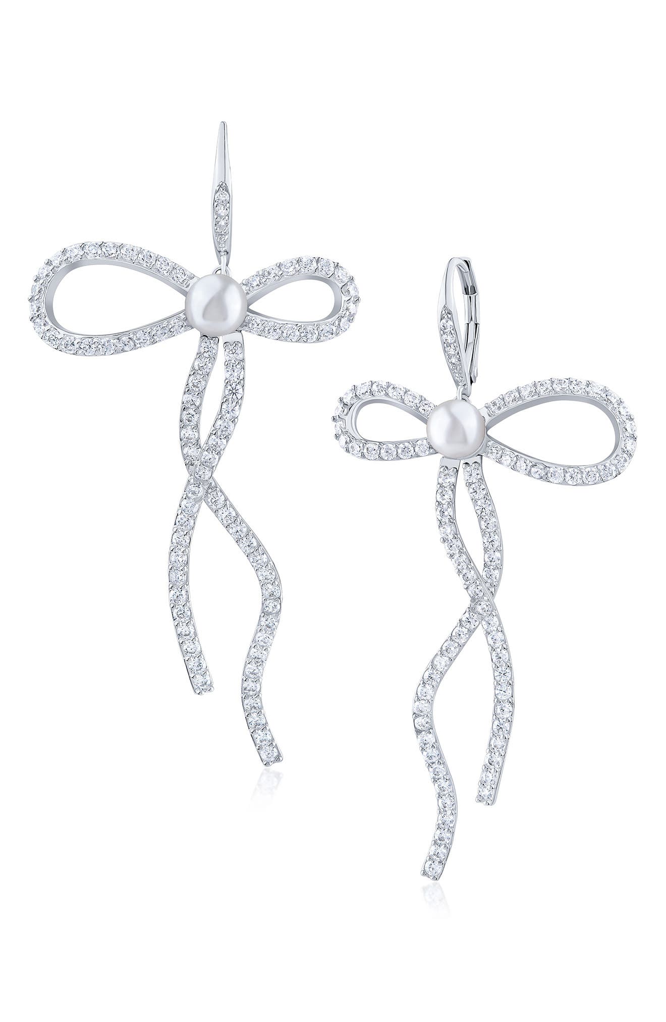 CZ by Kenneth Jay Lane Cubic Zirconia Bow Drop Earrings