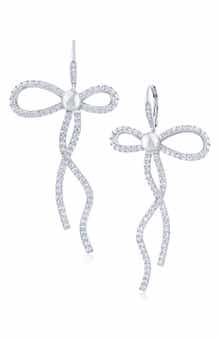 Cubic Zirconia Bow Drop Earrings