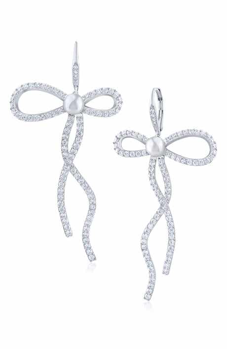 CZ by Kenneth Jay Lane Cubic Zirconia Bow Drop Earrings