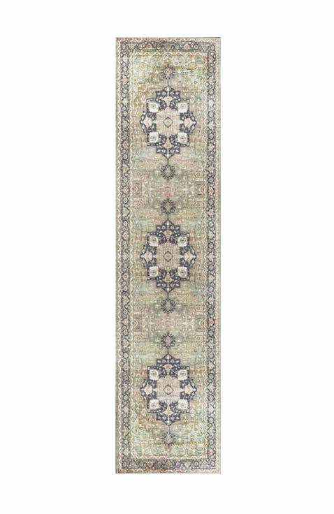 Maris Ornate Medallion Machine-Washable Area Rug