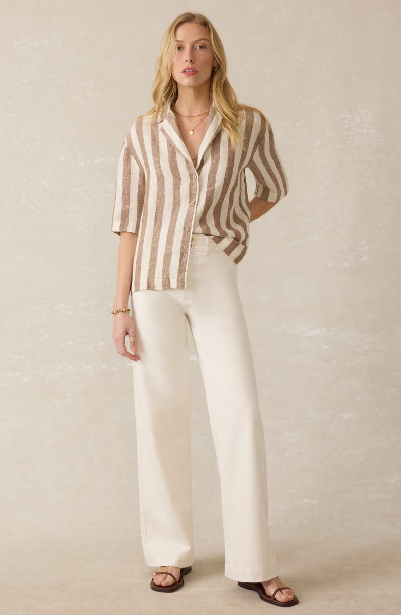 Faherty Palma Stripe Linen Camp Shirt, Alternate, color, Cocoa Beach Stripe