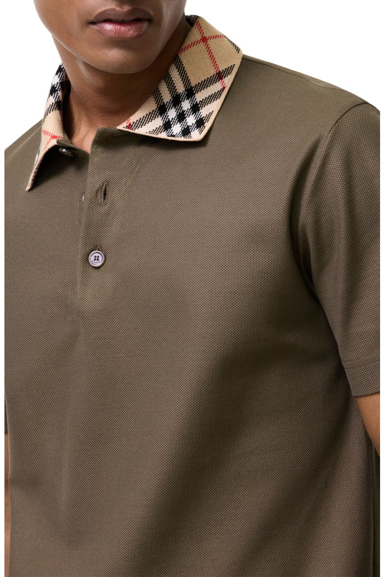 Evan Check Collar Cotton Pique Polo, Alternate, color, SEPIA BROWN