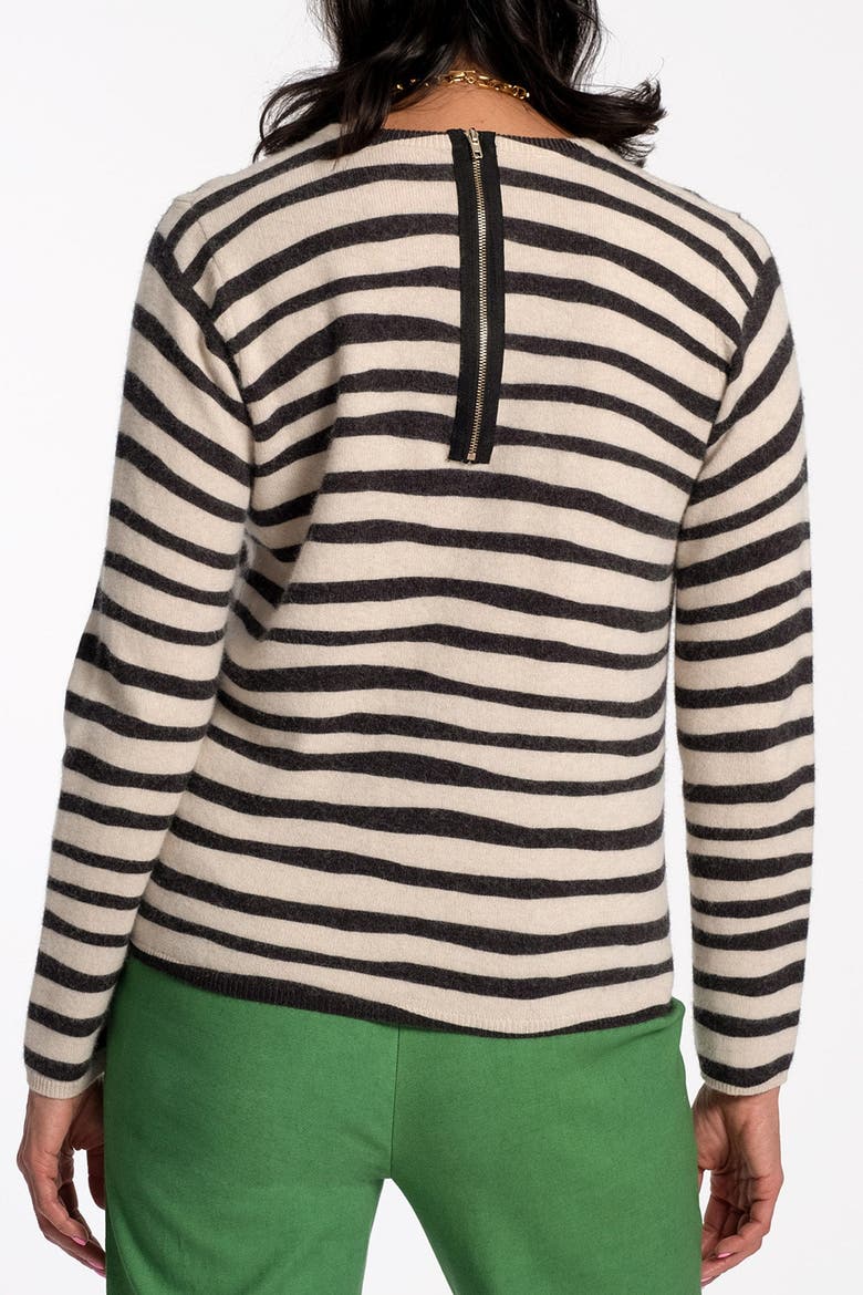 Honey Crewneck Painterly Stripe, Alternate, color, Black/Oyster