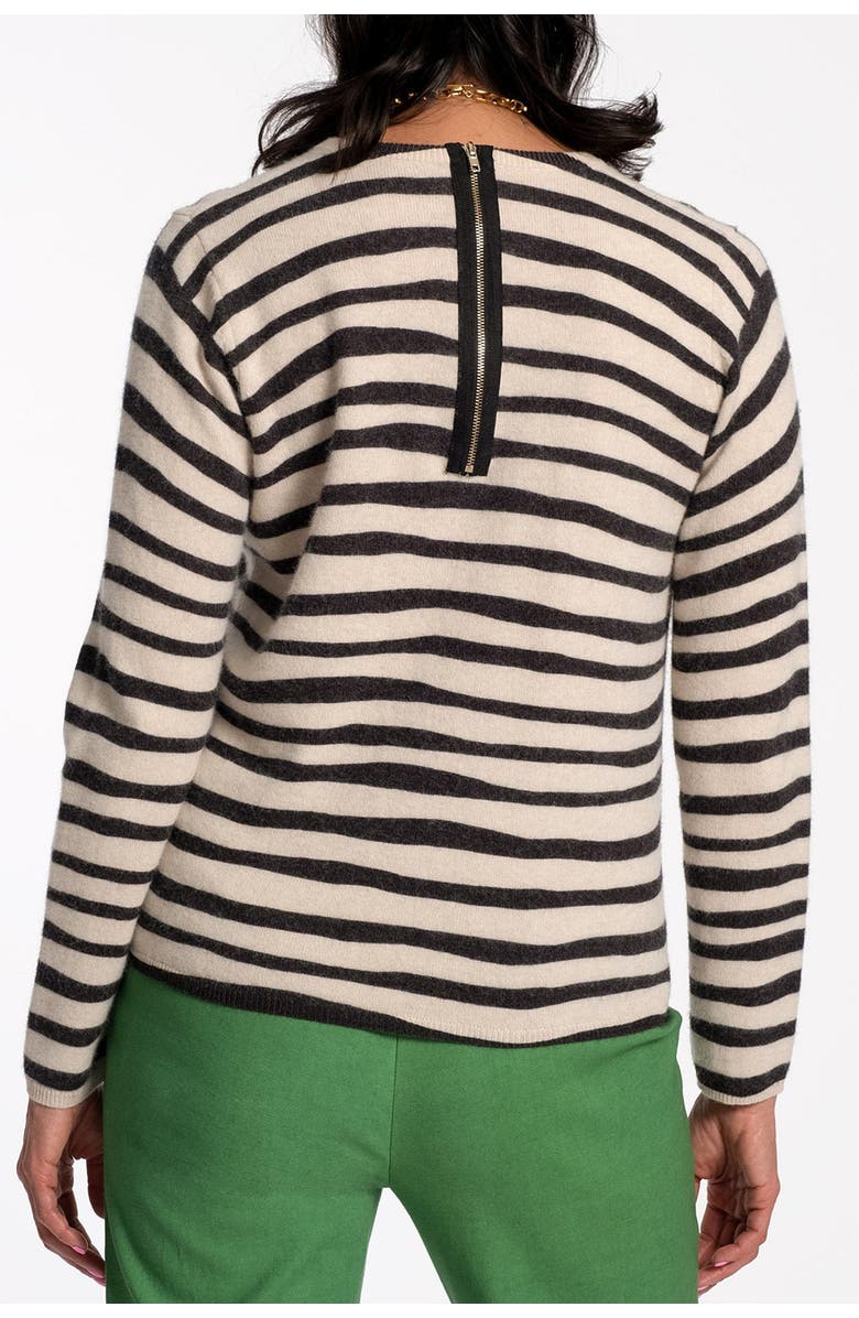 Frances Valentine Honey Crewneck Painterly Stripe, Alternate, color, Black/Oyster