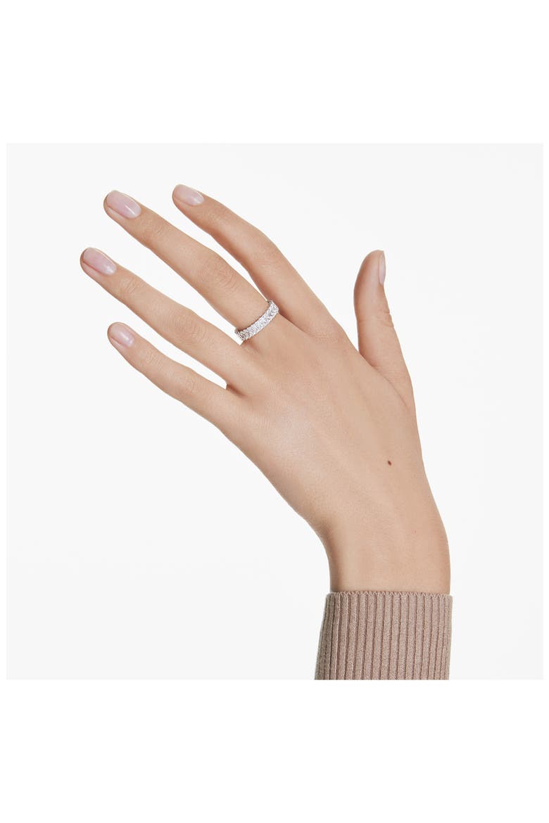 Matrix Baguette Crystal Eternity Ring, Alternate, color, WHITE GOLD