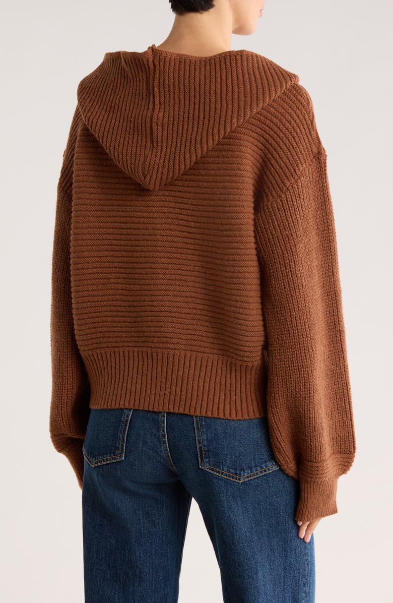 PATRIZIA LUCA Double Zip Hooded Cardigan, Alternate, color, Rust