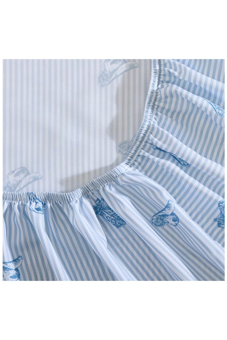 Cowboy & Stripe Print Sheet Set, Alternate, color, LIGHT PASTEL BLUE