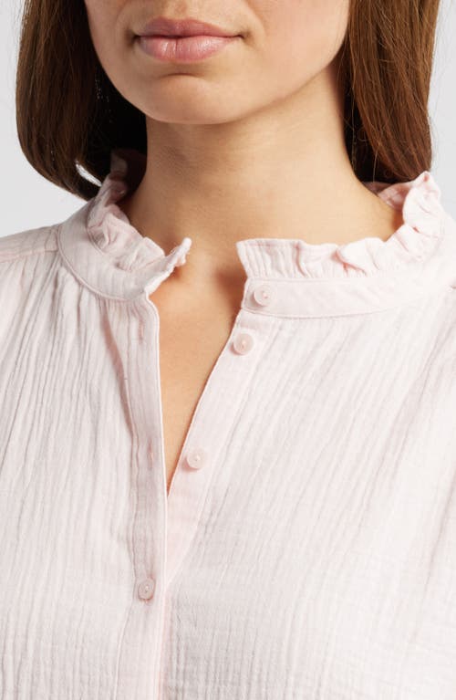 Caslonr Caslon(r) Ruffle Band Collar Cotton Gauze Button-up Top In Pink Balm
