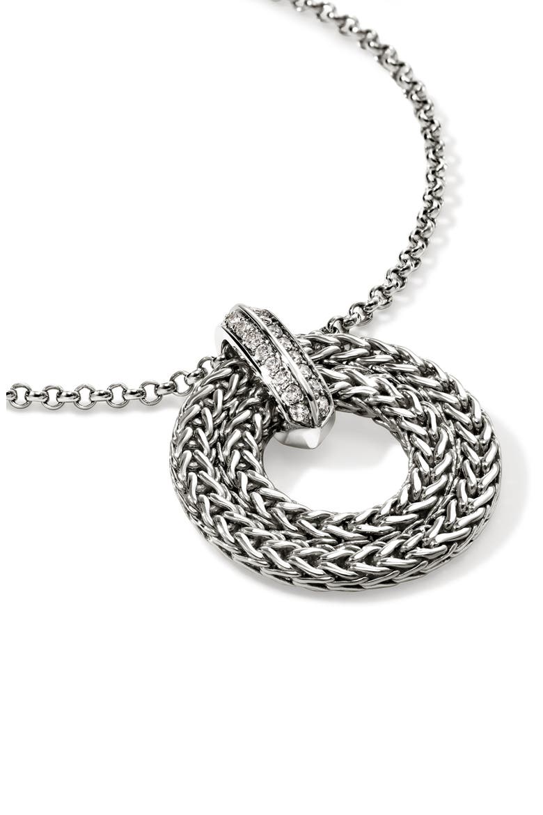 Icon Link Pavé Diamond Pendant Necklace, Alternate, color, SILVER