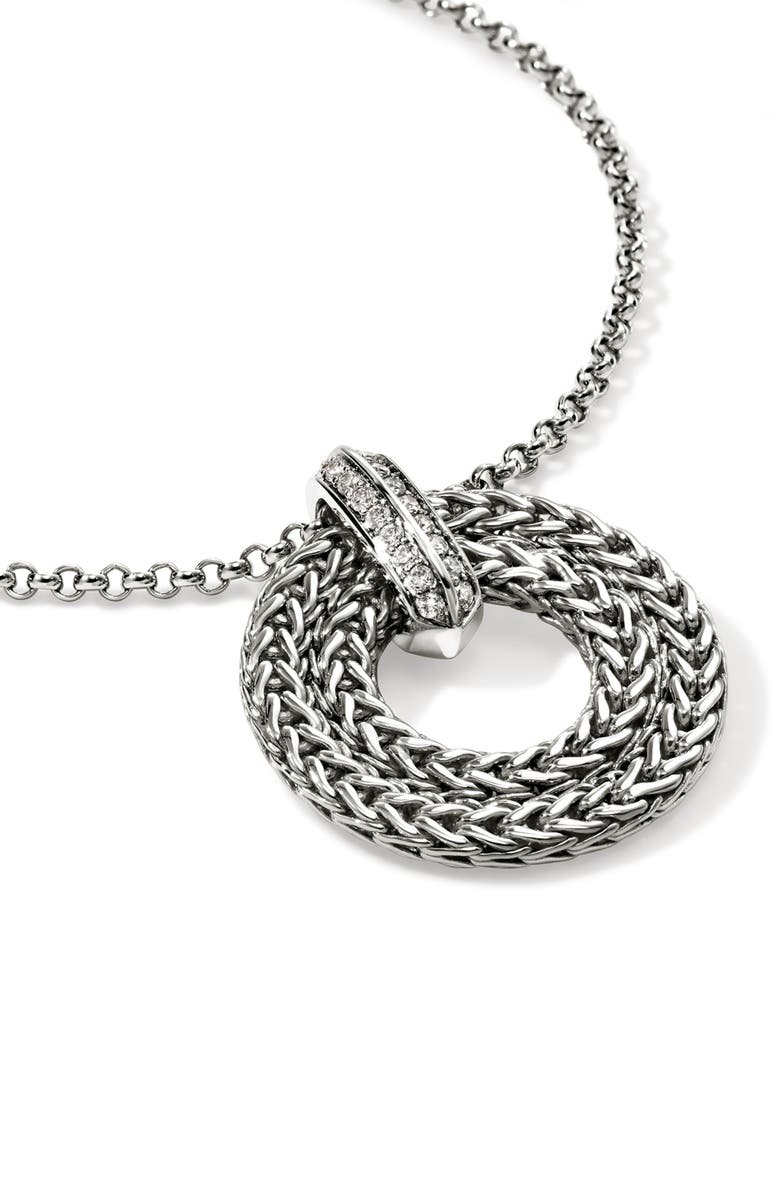 John Hardy Icon Link Pavé Diamond Pendant Necklace, Alternate, color, Silver