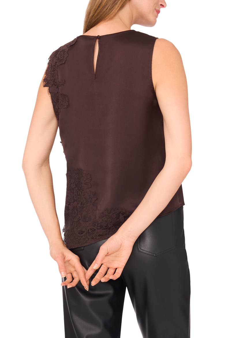 Lace Detail Asymmetric Hem Satin Tank, Alternate, color, CHOCOLATE