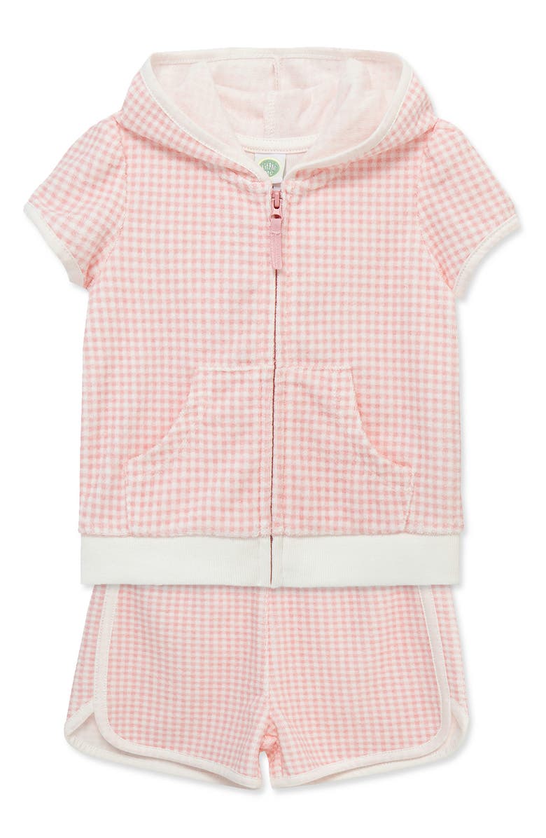 Little Me Gingham Swim Cover-Up Hoodie & Shorts Set, Alternate, color, 