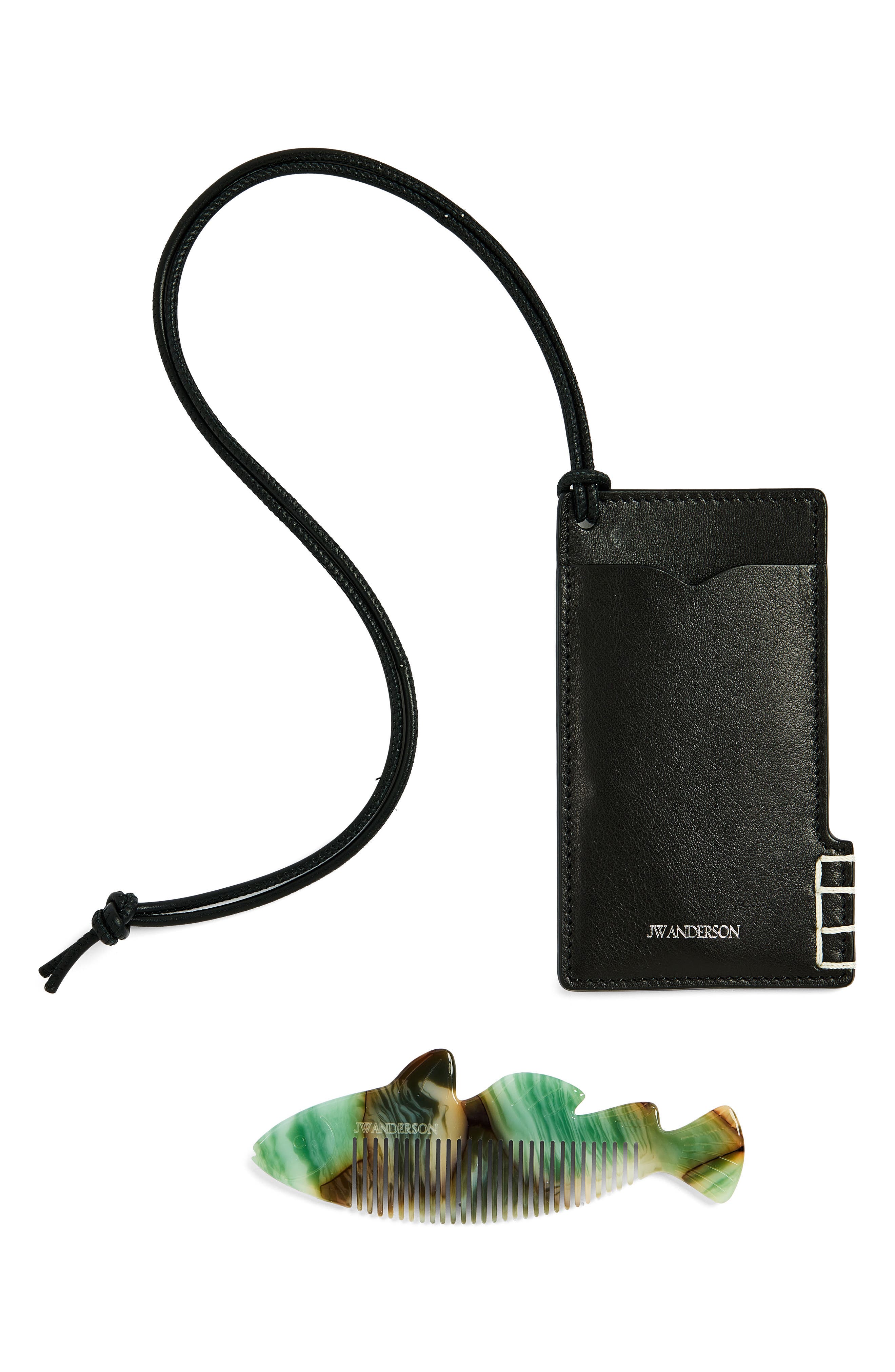 Leather Comb Pouch, Main, color, BLACK 999