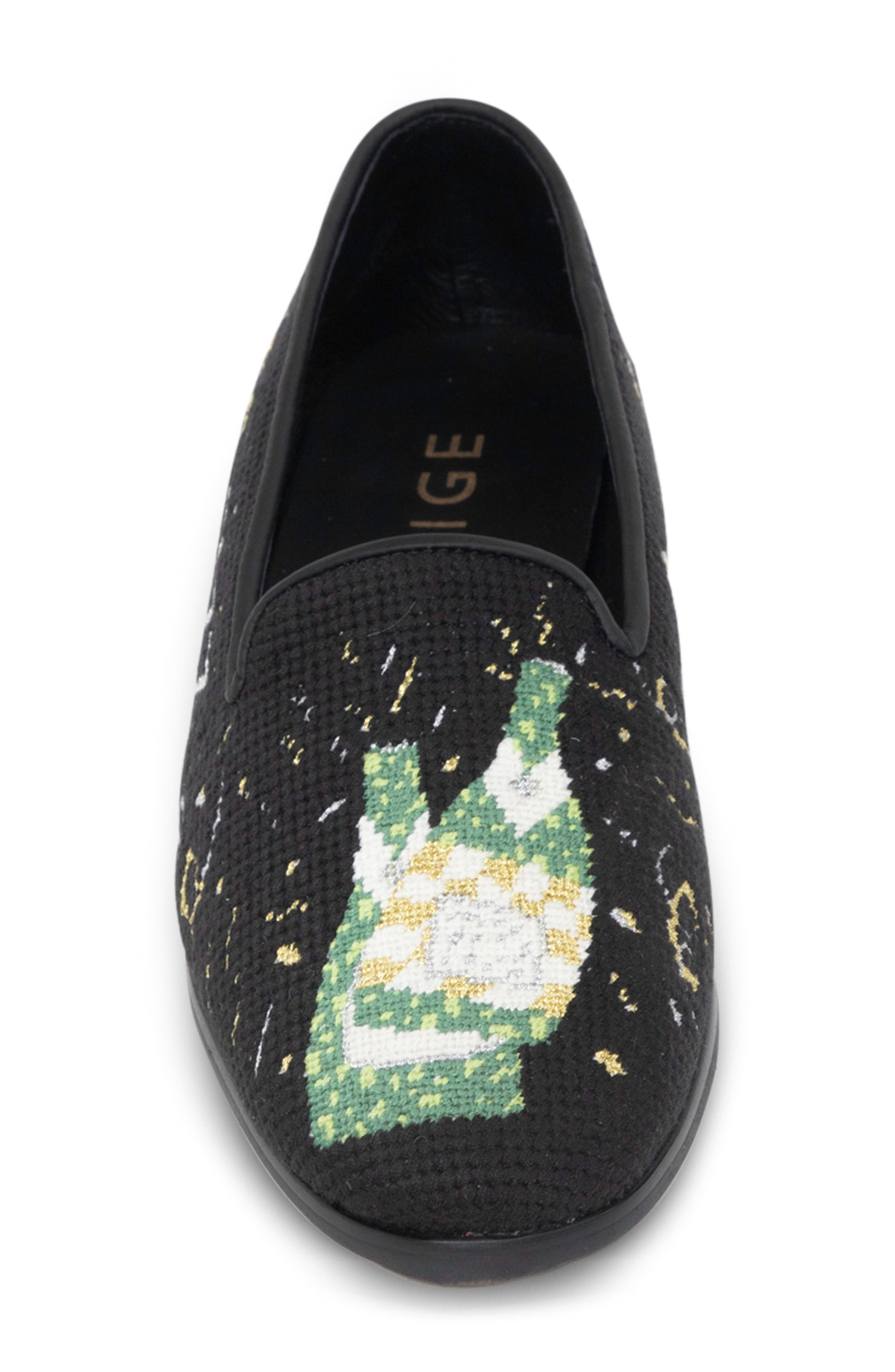 ByPaige Needlepoint Champagne Flat, Alternate, color, Black