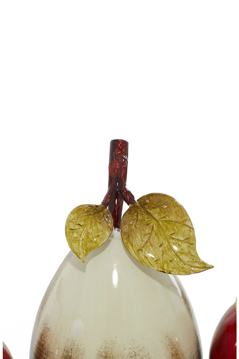 Red Metal Decorative Fruit Sculpture with Platter, Alternate, color, MULTI