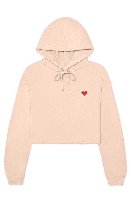 Dalix Pixel Heart Cropped Hoodie In Peach