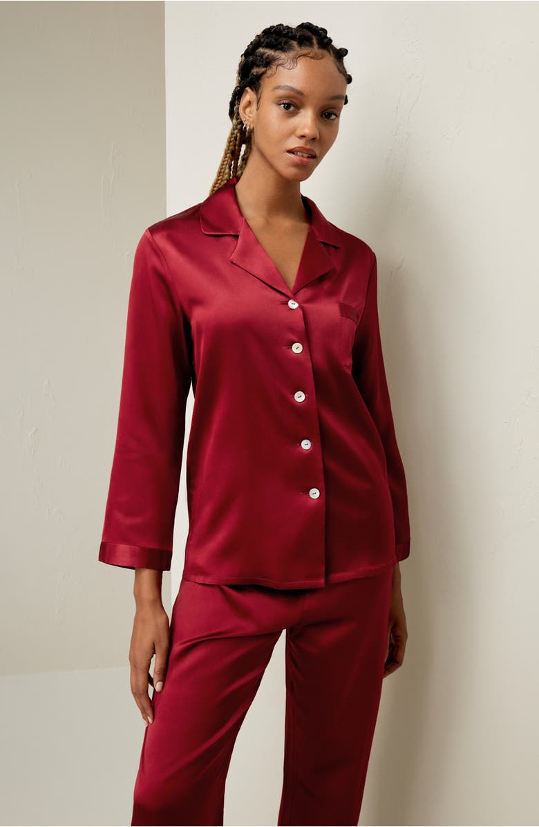 Lilysilk Full Length Silk Pajamas Set, Alternate, color, Claret