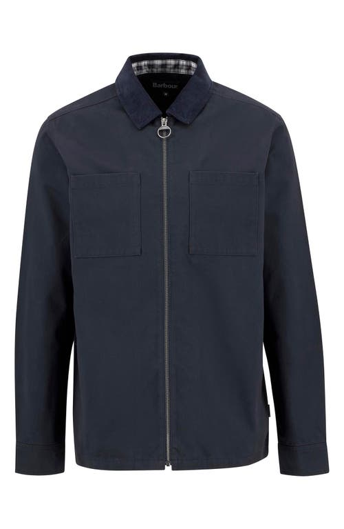 Barbour Lenker Twill Zip Overshirt In Blue