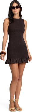 Onia Air Linen Smocked Boatneck Dress