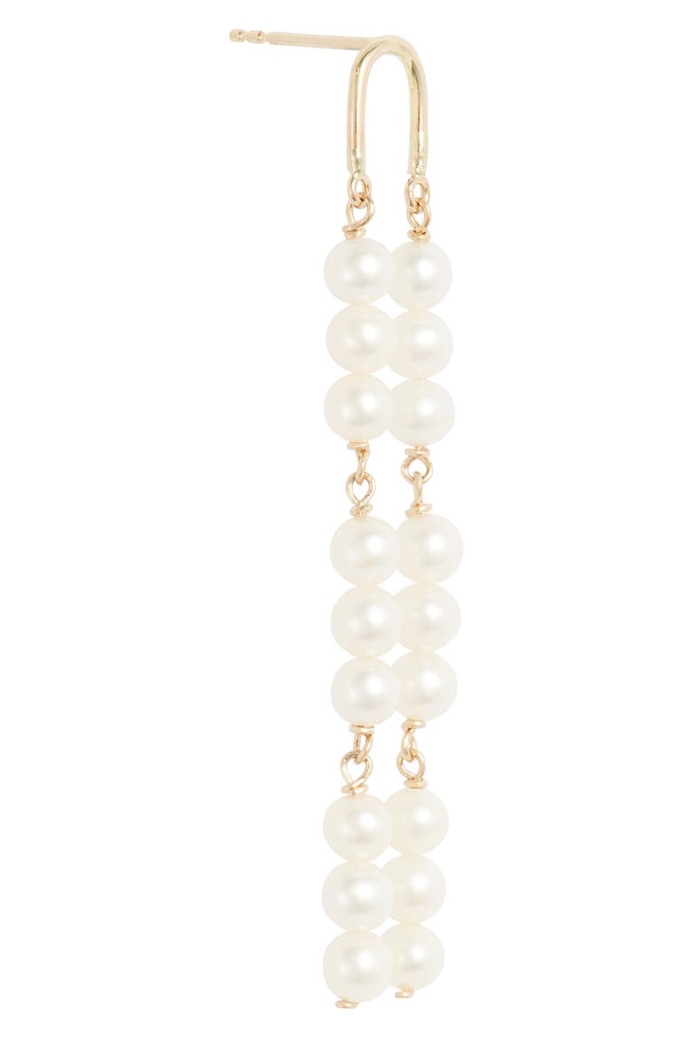 14K Gold Arch Pearl Earrings, Alternate, color, YELLOW GOLD/ PEARL
