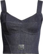 Dolce&Gabbana Logo Plaque Denim Corset Top