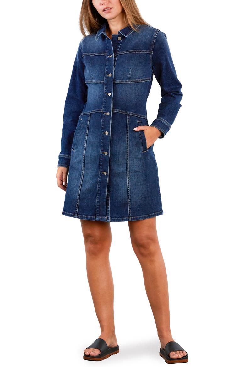 Wisp Long Sleeve Stretch Denim Dress, Alternate, color, SOFT BLUE