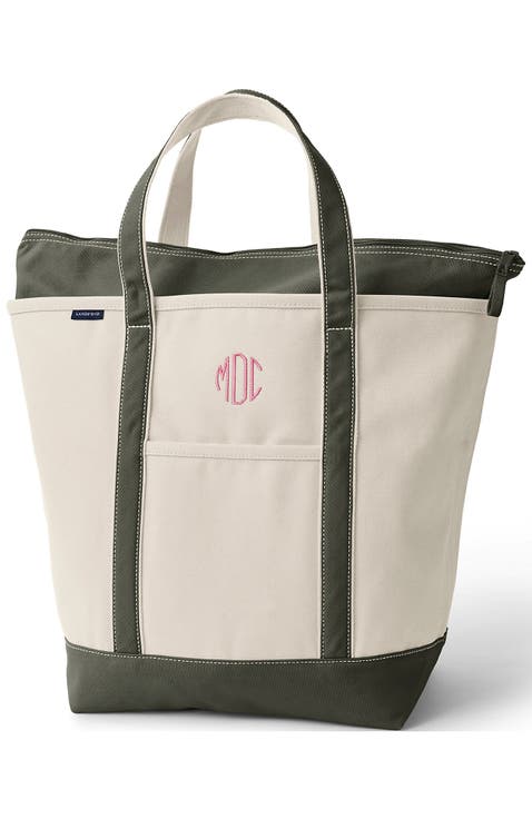 Zip Top Canvas Tote Bag