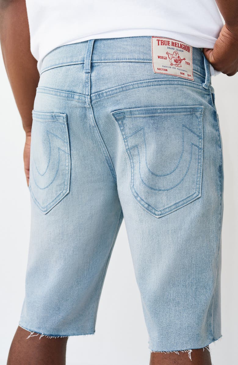 True Religion Ricky Raw Hem Denim Shorts, Alternate, color, Light Skyline