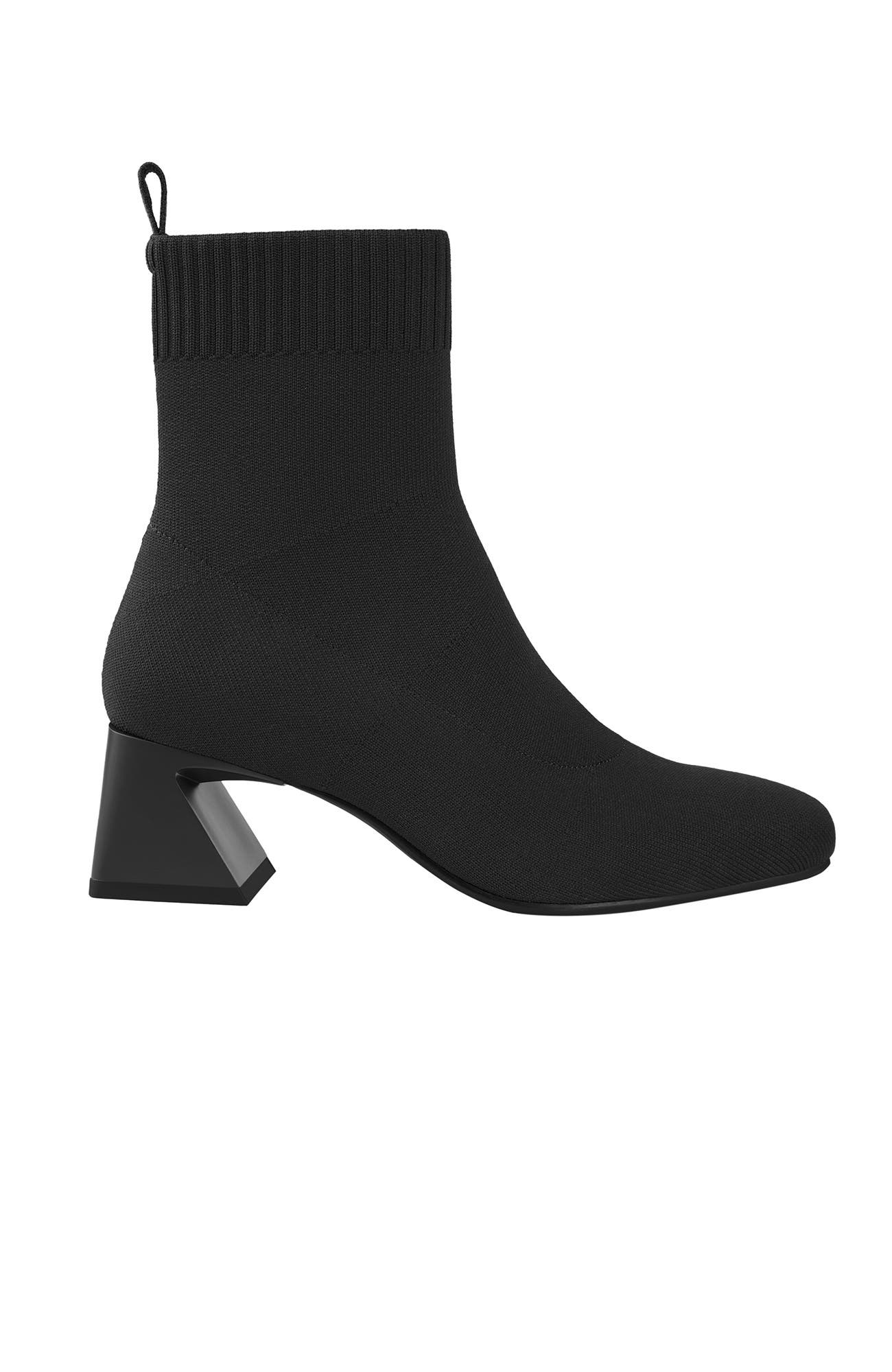 VIVAIA Square-Toe Water-Repellent Heeled Boots, Alternate, color, Black