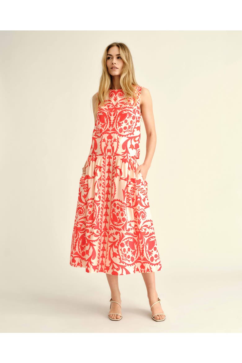 Georgia Printed Midi Skirt, Alternate, color, Poppy