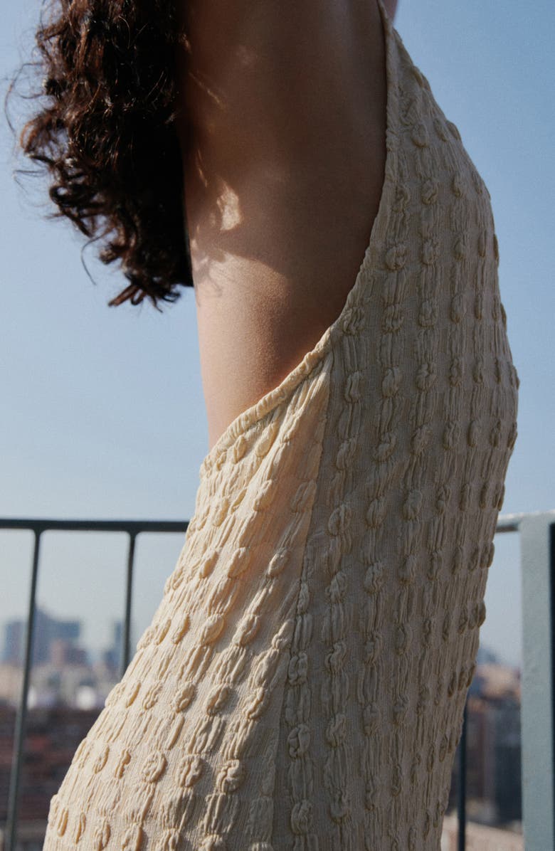 MANGO Textured Crepe Halter Dress, Alternate, color, Ecru