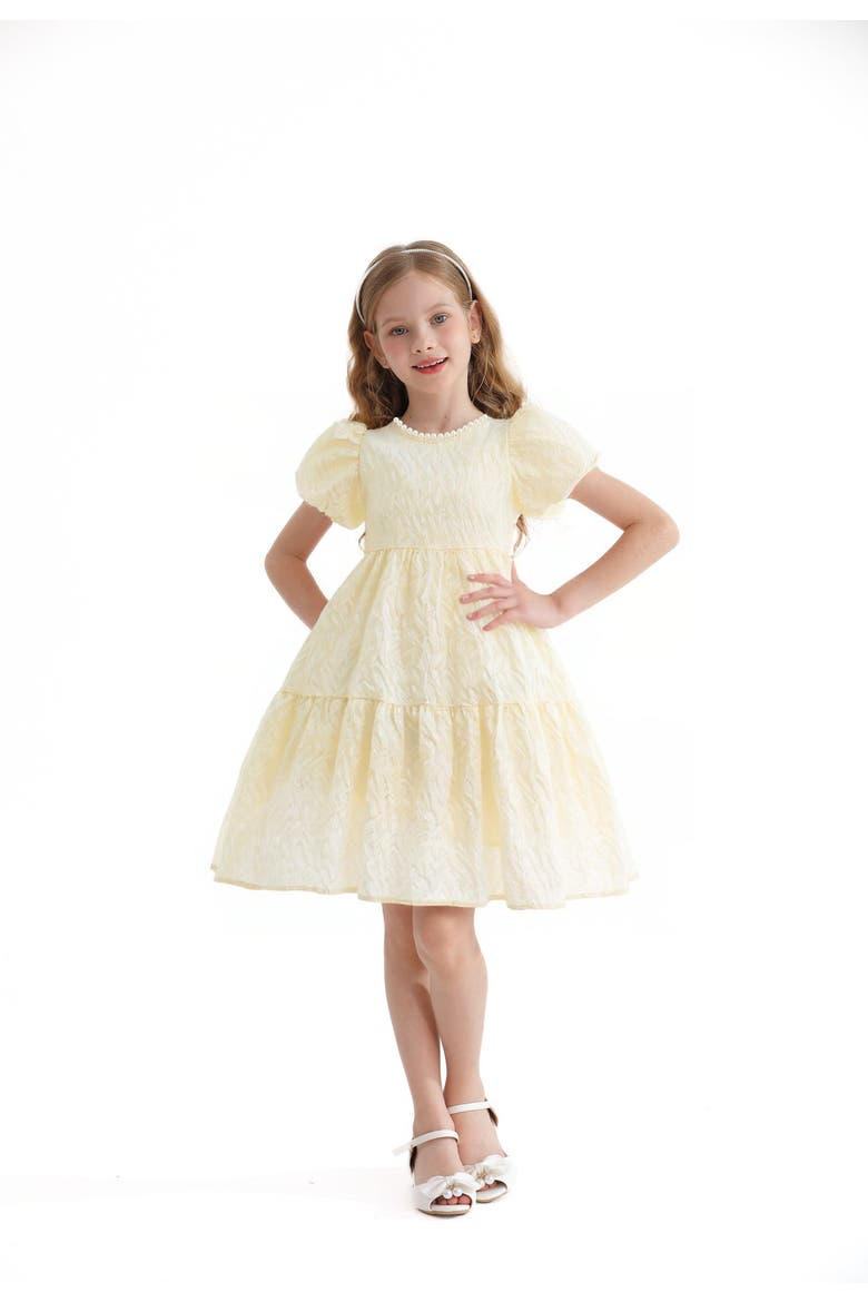 Pearl Lined Empire Dress, Alternate, color, Cream