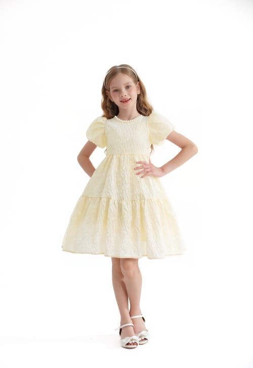 Sweet Cactus Pearl Lined Empire Dress In Yellow