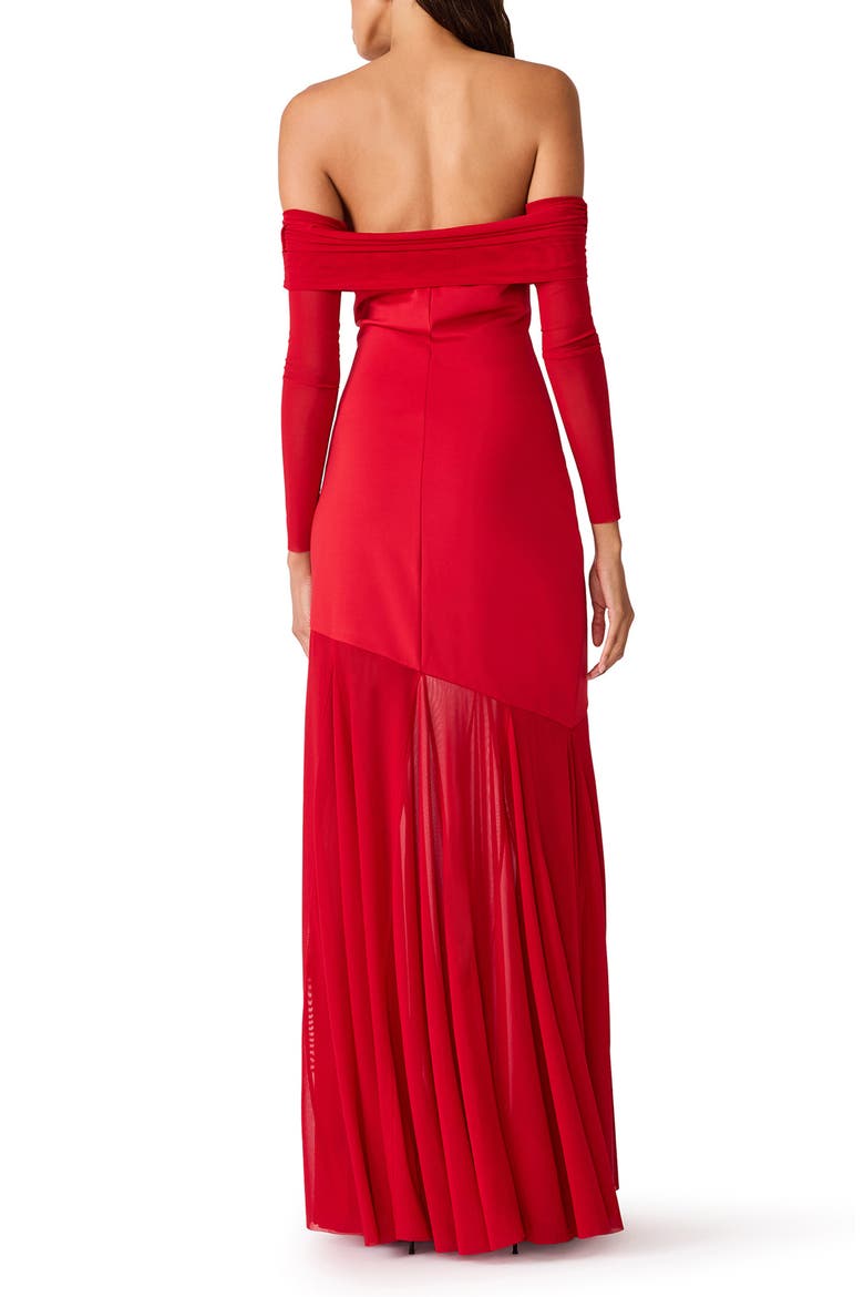 Rehna Off the Shoulder Dress, Alternate, color, DARK RED