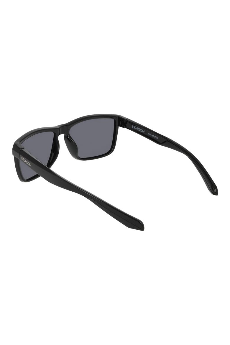 58mm Rectangular Sunglasses, Alternate, color, SHINY BLACK/ SMOKE LENS