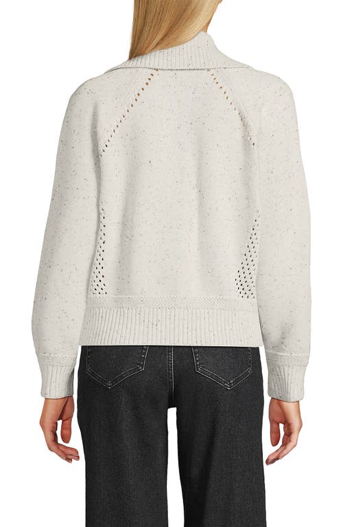 Lands' End Drifter Large Collar Zip Front Cardigan Sweater