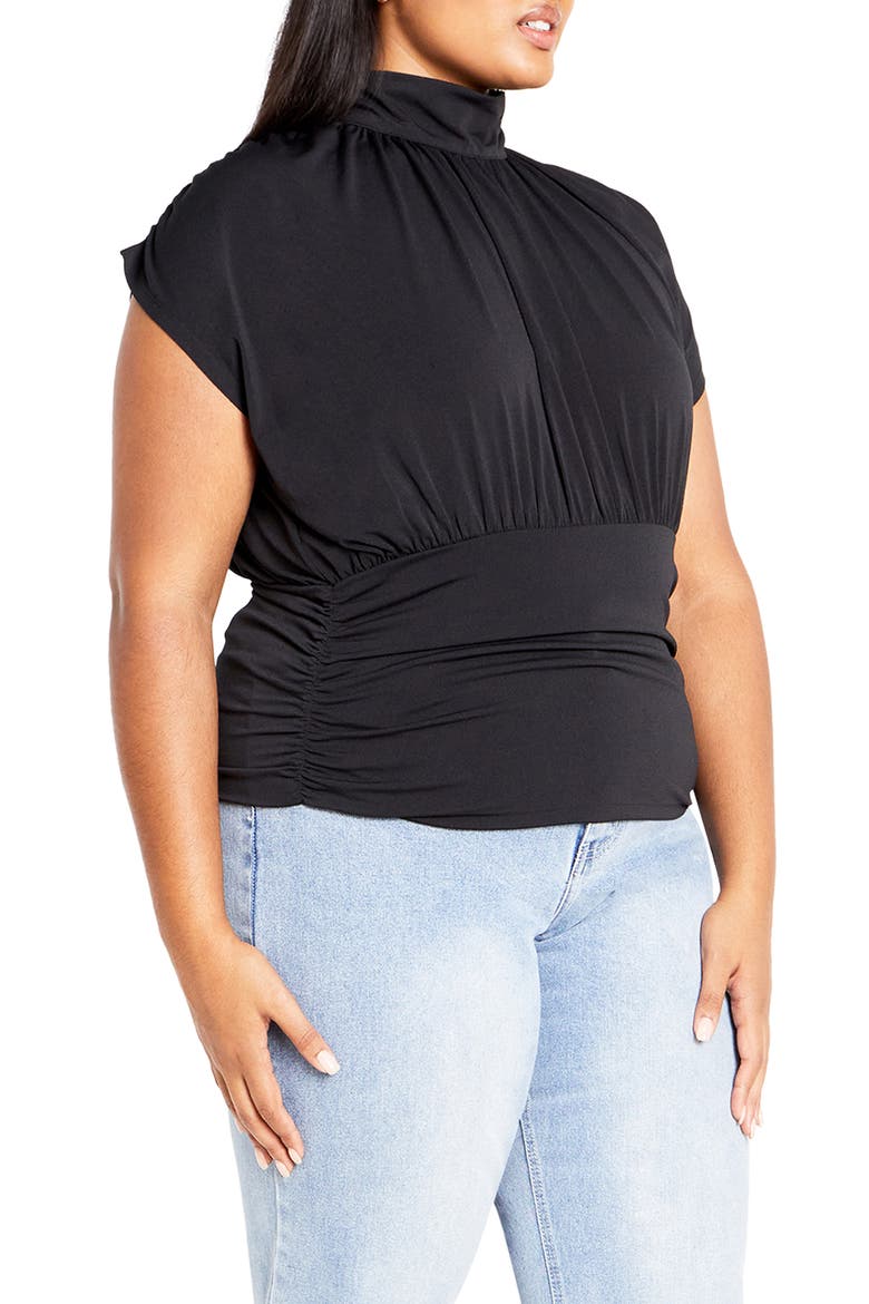 Kamryn Mock Neck Cap Sleeve Top, Alternate, color, BLACK