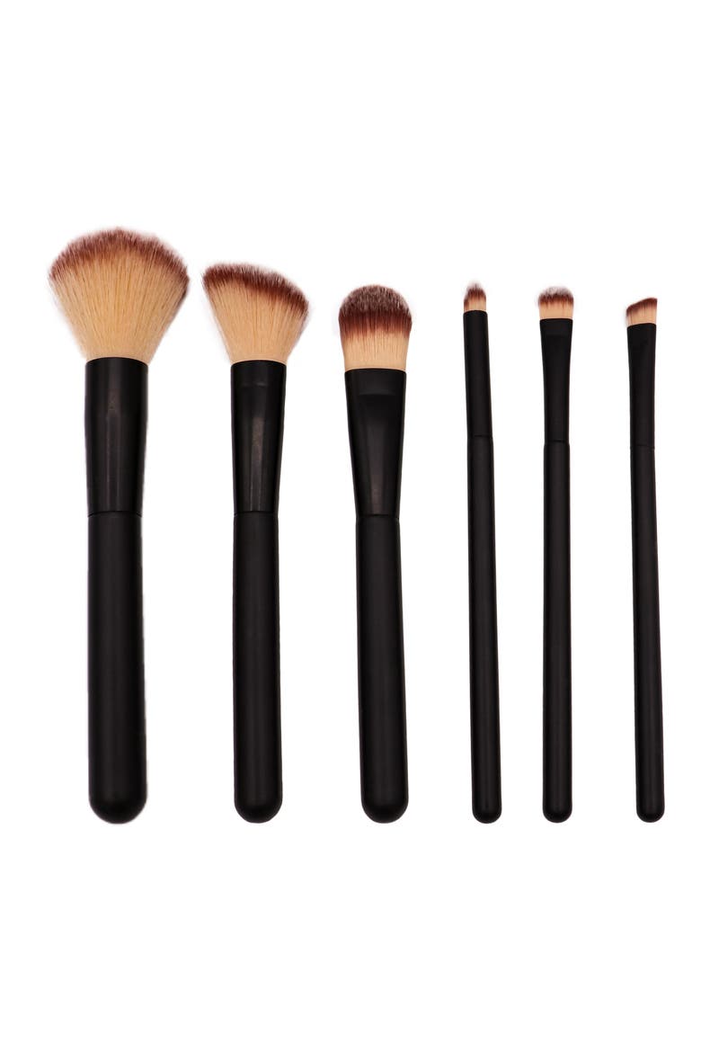 Cosmetic 6-Piece Brush Set, Main, color, BLACK