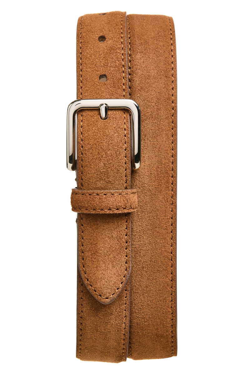 Vince Alex Stitched Suede Belt, Main, color, Saddle