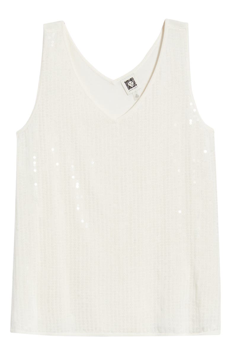 Anne Klein Double V-Neck Sweater Tank, Alternate, color, White Dove