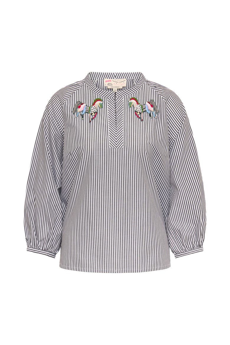 Striped Blouse With Zebra Patches, Alternate, color, Black / White